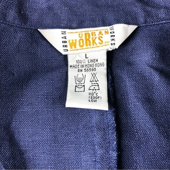 VTG Urban Works Womens Large 100% Linen Button Up Jacket w/ Pockets, Langelook - Picture 3 of 8